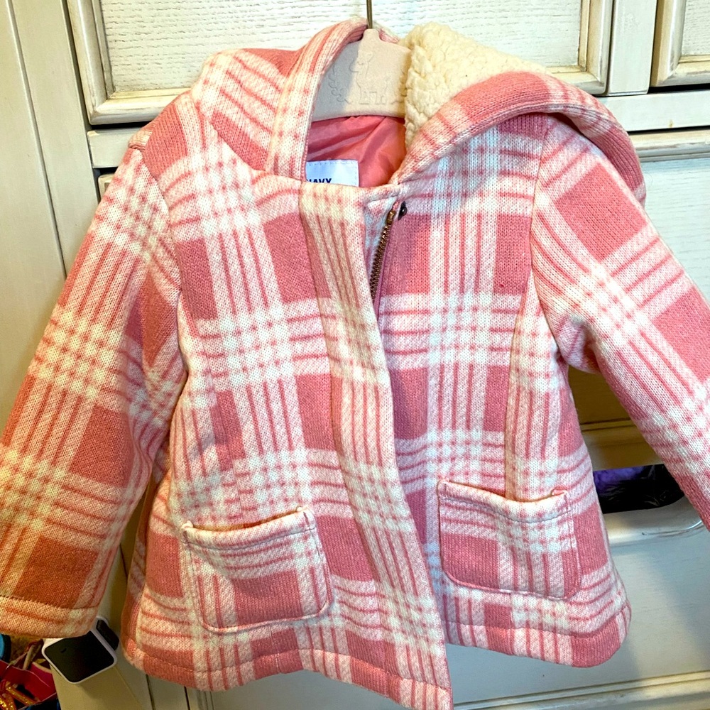 Pink plaid size 6-12mo Old Navy pea coat